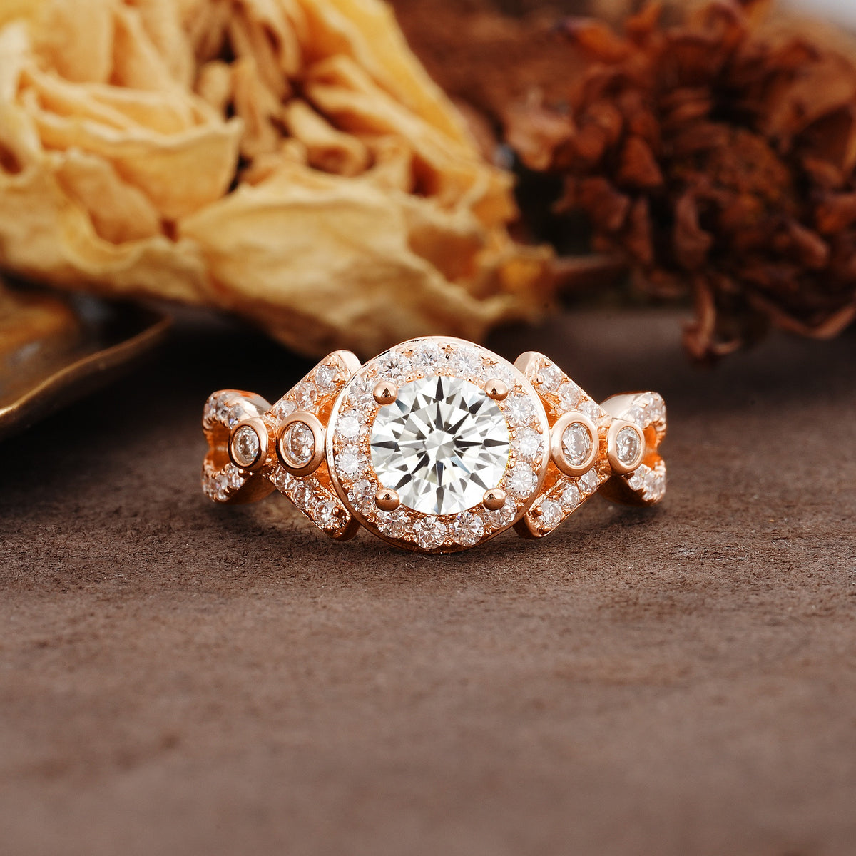Unique, Luxurious, and Vintage 4-Prong Round Cut Lab Diamond Engagement Ring - Additional view
