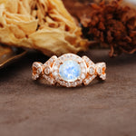 Unique, Luxurious, and Vintage 4-Prong Round Cut Moonstone Engagement Ring - Additional view
