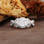 Unique, Luxurious, and Vintage 4-Prong Round Cut Moissanite Engagement Ring - Additional view