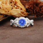 Unique, Luxurious, and Vintage 4-Prong Round Cut Sapphire Engagement Ring - Additional view