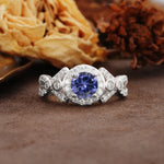 Unique, Luxurious, and Vintage 4-Prong Round Cut Tanzanite Engagement Ring - Additional view