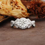Unique, Luxurious, and Vintage 4-Prong Round Cut Lab Diamond Engagement Ring - Additional view