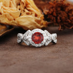 Unique, Luxurious, and Vintage 4-Prong Round Cut Garnet Engagement Ring - Additional view