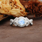 Unique, Luxurious, and Vintage 4-Prong Round Cut Moonstone Engagement Ring - Additional view