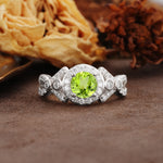 Unique, Luxurious, and Vintage 4-Prong Round Cut Peridot Engagement Ring - Additional view