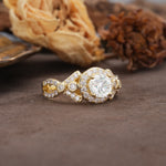 Unique, Luxurious, and Vintage 4-Prong Round Cut Moissanite Engagement Ring - Additional view