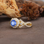 Unique, Luxurious, and Vintage 4-Prong Round Cut Sapphire Engagement Ring - Additional view