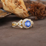 Unique, Luxurious, and Vintage 4-Prong Round Cut Sapphire Engagement Ring - Additional view