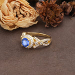Unique, Luxurious, and Vintage 4-Prong Round Cut Sapphire Engagement Ring - Additional view