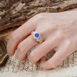 Unique, Luxurious, and Vintage 4-Prong Round Cut Sapphire Engagement Ring - Additional view
