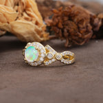 Unique, Luxurious, and Vintage 4-Prong Round Cut Fire Opal Engagement Ring - Additional view