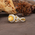 Unique, Luxurious, and Vintage 4-Prong Round Cut Citrine Engagement Ring - Additional view