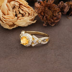 Unique, Luxurious, and Vintage 4-Prong Round Cut Citrine Engagement Ring - Additional view