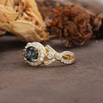 Unique, Luxurious, and Vintage 4-Prong Round Cut Black Rutilated Quartz Engagement Ring - Additional view