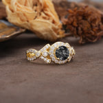 Unique, Luxurious, and Vintage 4-Prong Round Cut Black Rutilated Quartz Engagement Ring - Additional view