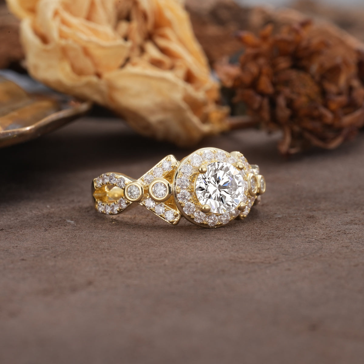 Unique, Luxurious, and Vintage 4-Prong Round Cut Lab Diamond Engagement Ring - Additional view