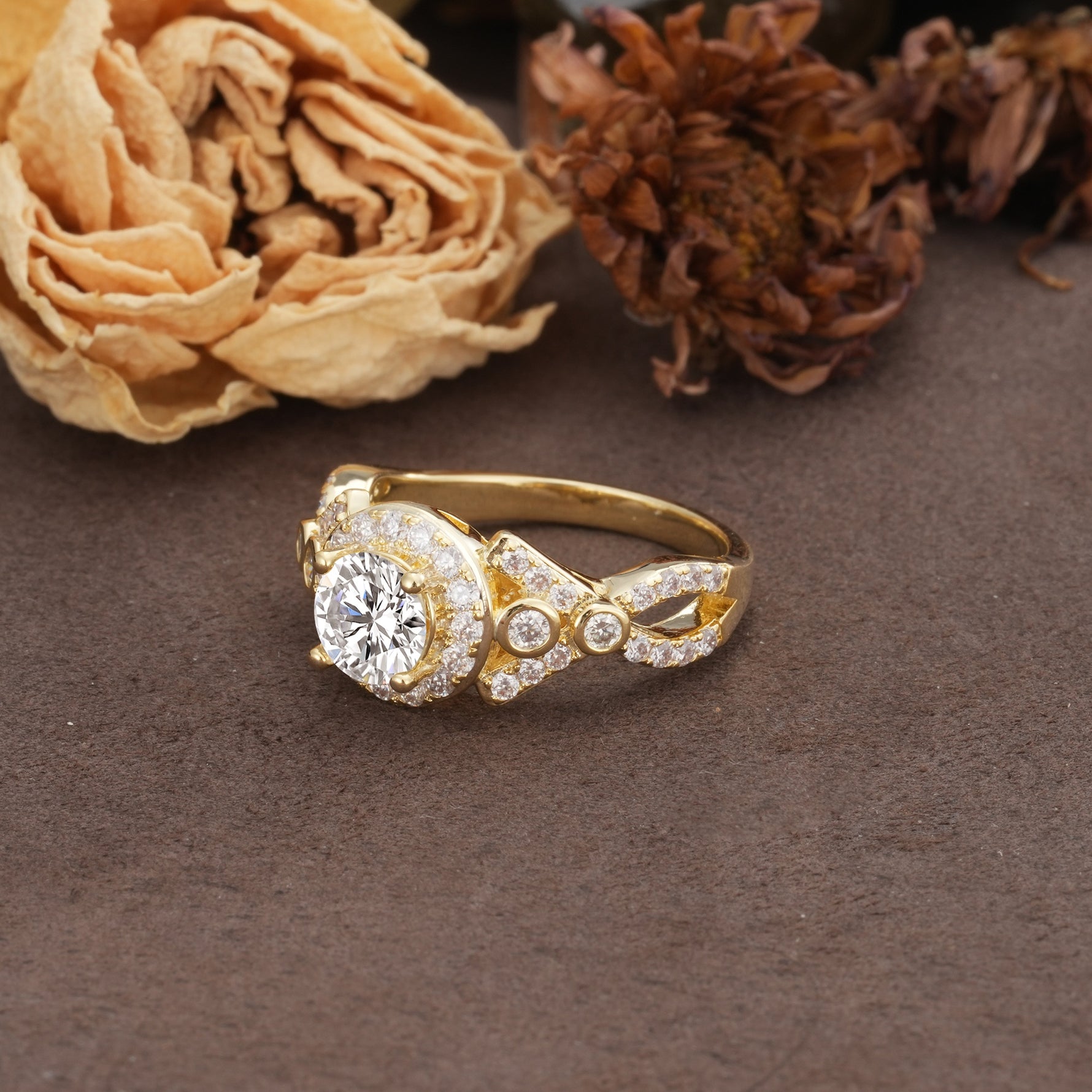 Unique, Luxurious, and Vintage 4-Prong Round Cut Lab Diamond Engagement Ring - Additional view