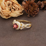Unique, Luxurious, and Vintage 4-Prong Round Cut Garnet Engagement Ring - Additional view
