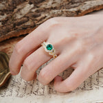 Unique, Luxurious, and Vintage 4-Prong Round Cut Emerald Engagement Ring - Additional view