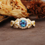Unique, Luxurious, and Vintage 4-Prong Round Cut Alexandrite Engagement Ring - Additional view