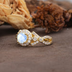 Unique, Luxurious, and Vintage 4-Prong Round Cut Moonstone Engagement Ring - Additional view
