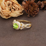 Unique, Luxurious, and Vintage 4-Prong Round Cut Peridot Engagement Ring - Additional view