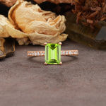 Unique, Minimalist 4-Prong Emerald Cut Peridot Engagement Ring - Additional view