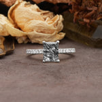 Unique, Minimalist 4-Prong Emerald Cut Black Rutilated Quartz Engagement Ring - Additional view