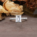 Unique, Minimalist 4-Prong Emerald Cut Lab Diamond Engagement Ring - Additional view