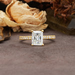Unique, Minimalist 4-Prong Emerald Cut Moissanite Engagement Ring - Additional view
