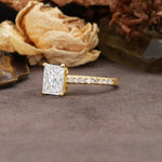 Unique, Minimalist 4-Prong Emerald Cut Moissanite Engagement Ring - Additional view
