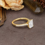 Unique, Minimalist 4-Prong Emerald Cut Moissanite Engagement Ring - Additional view