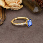 Unique, Minimalist 4-Prong Emerald Cut Sapphire Engagement Ring - Additional view