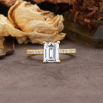 Unique, Minimalist 4-Prong Emerald Cut Lab Diamond Engagement Ring - Additional view