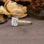 Unique, Minimalist 4-Prong Emerald Cut Lab Diamond Engagement Ring - Additional view