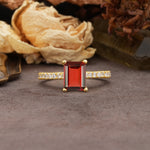 Unique, Minimalist 4-Prong Emerald Cut Garnet Engagement Ring - Additional view