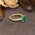 Unique, Minimalist 4-Prong Emerald Cut Emerald Engagement Ring - Additional view