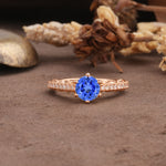 Minimalist Pavé 6-Prong Round Cut Sapphire Engagement Ring - Additional view