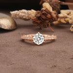 Minimalist Pavé 6-Prong Round Cut Lab Diamond Engagement Ring - Additional view