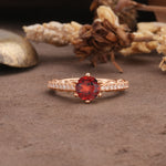 Minimalist Pavé 6-Prong Round Cut Garnet Engagement Ring - Additional view