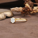 Minimalist Pavé 6-Prong Round Cut Moissanite Engagement Ring - Additional view