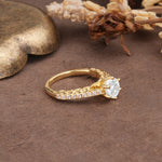 Minimalist Pavé 6-Prong Round Cut Moissanite Engagement Ring - Additional view