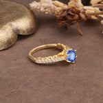 Minimalist Pavé 6-Prong Round Cut Sapphire Engagement Ring - Additional view