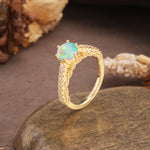 Minimalist Pavé 6-Prong Round Cut Fire Opal Engagement Ring - Additional view