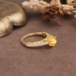 Minimalist Pavé 6-Prong Round Cut Citrine Engagement Ring - Additional view