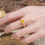 Minimalist Pavé 6-Prong Round Cut Citrine Engagement Ring - Additional view