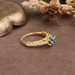 Minimalist Pavé 6-Prong Round Cut Black Rutilated Quartz Engagement Ring - Additional view