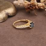 Minimalist Pavé 6-Prong Round Cut Black Onyx Engagement Ring - Additional view