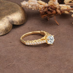 Minimalist Pavé 6-Prong Round Cut Lab Diamond Engagement Ring - Additional view