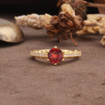 Minimalist Pavé 6-Prong Round Cut Garnet Engagement Ring - Additional view